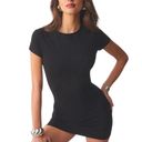 Reformation  Nadia Knit Mini T Shirt Dress Black Size M NWT Photo 2