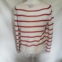 W By Worth  Womens Sweater Size S Stripe Fringe Open Knit White Red Long Sleeve Photo 48