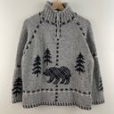 Coldwater Creek Vintage Light Grey Knit Bear Cozy Cabin Stitch Mock Neck Sweater Photo 0