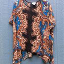 Carmen Marc Valvo  Women's Size XL Semi Sheer Boho Printed Blouse Photo 0