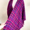 Boyne Valley Weavers Handmade Wool Blend Poncho Wrap Scarf Purple Plaid Fringe Size undefined Photo 4