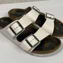 Birkenstock  Arizona White Leather Birko-Flor Slide Sandals EU 39 US L 8 Photo 0