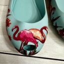 Melissa  Pink Flamingo Tropical Blue Peep Toe Jelly Ballet Flat Women Sz 9 Beachy Photo 1