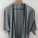 Roxy  Open Front Longline Kimono Sweater Gray with Printed Trim Medium Photo 1