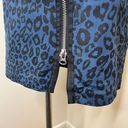 BB Dakota Denim Sheath Dress 4 Navy Blue Black Leopard Print V-Neck Cap Sleeve Photo 3