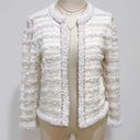 Ann Taylor  Cream/Oatmeal Striped Fringe Knit Jacket Size M Photo 4