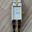 Seiko  Luxury Vintage Ladies Watch Two-Tone Bracelet White Rectangular Dial Photo 2