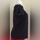 The Comfy Link Black Pleated Round Neck Blouse Pull Over  Stretchy Material Sz M Photo 2