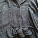 vintage savannah Gray Long Sleeve Button Up Flowy Top Photo 7