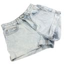 Denim & Co  Light Blue Acid Wash Bleached Cuffed High Rise Denim Jean Shorts Sz 4 Photo 2