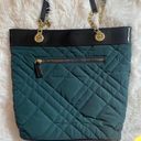 Talbots Quilted Tote Purse Bag Green with Gold Chain Photo 2