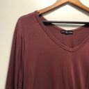 Kim And Cami  Tie Front 3/4 Sleeve Tee Maroon medium Photo 1