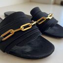 Burberry  Coleford Black Italian Made Chunky Gold Chain Slip on Flat Sandals 41 Photo 7