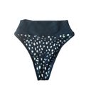 Beach Riot  High Rise Cheeky Emmy Ribbed Bikini Bottoms in Black Gold Spot XS Photo 6