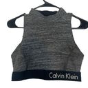 Calvin Klein  Gray & Black Mock Neck Crisscross Back Sports Bra Women Sz M Photo 0