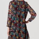 Loft  Navy Colorful Wildflower Floral Long Sleeve Mini Shift Dress Size SP Photo 2