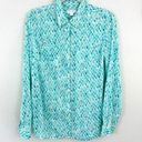 Charter Club  Women 100% Linen Button Front Pastel Sea Horse Shirt Top Aqua Sz M Photo 0