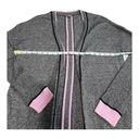 Talbots T by  Mixed Texture Marled Cardigan Womens Sz S Pink/Black/Grey Long Cozy Photo 9