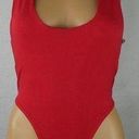 Missguided  Scoop Plunge Neck High Leg Red Bodysuit Snap Bottom Sexy Racy NWT 6 Photo 0