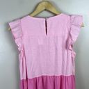 J.Crew  Linen Blend Ruffle Tiered Dress Size 4 Pink Colorblock Ombre Barbie Photo 8