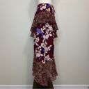 Mossimo Burgundy Floral Ruffle Midi Skirt Size M Photo 5