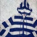 Quaker Factory Vintage Crochet Zip up Blue &White Striped Jacket/Swimsuit cover Size M Photo 1