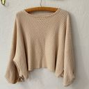 Free People  Sweater XS Cream Pink I Can't Wait Cropped Boxy Oversized Textured Photo 0