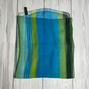 Vintage Blue  green sheet striped Italian scarf Photo 5