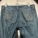 Bebe  women’s denim blue jean flare bottoms , rhinestones on back pockets Photo 5