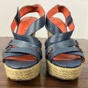 Via Spiga  Blue Metallic Espadrille Wedge Sandals - Size 9.5 Photo 4