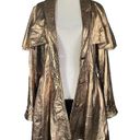 Vintage Gold Genuine Leather Metallic Trench style Button Up Coat. Size M/L Size L Photo 4