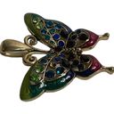 Multi Colored Enamel Gold Tone Butterfly with Multi Colored Rhinestone Pendant Photo 1