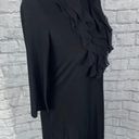 White House | Black Market  womens sz S v-cut ruffle front 3/4 Sleeve black dress  Photo 3