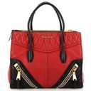 Miu Miu women’s Biker Matelasse twin pocket red black Nappa leather satchel bag Photo 0