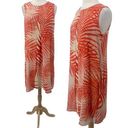 Chico's  Tropical Palm Leaf Print Sleeveless Dress Flyaway Front Coral Cream M Photo 1