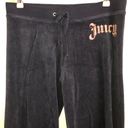 Juicy Couture Y2K  Vintage Navy Blue Terry Track Pants JC logo Medium Flares Rare Photo 2