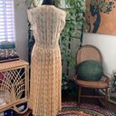 Vintage 70s Paul Stanley Pale Yellow Floral Pleated Midi Dress Photo 2