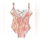 Michael Kors  MK Pink/ White Tie-Dye Daydream Lace Up One Piece Swimsuit Size 10 Photo 2