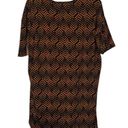 LuLaRoe  Brown & Black Zig Zag Short Sleeve High Low Tunic Blouse Women Sz XXS Photo 1