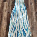 Retrofete Amika Dress in Blue Zebra Size Small Sleeveless Maxi Silk Thigh Slit Photo 5