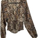 idem Ditto  Faux Snakeskin Cropped Long Sleeve Wrap Style Smock Cutout Blouse Photo 0