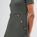 Boohoo Green Crepe Mock Neck A-Line Dress Photo 1