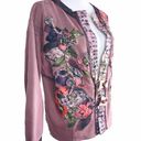 Interpretations of JMS Sweatshirt Jacket Appliques Embroidery Mauve Purple L Size L Photo 2