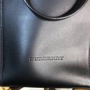 Burberry Black Leather Tote with Grey Accent Stripes and Nova Check Lining Photo 4