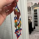 H.I.P. Boho/Aztec/Southwestern colorful dangly fringey long earrings 5” long.  Photo 6