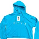 Zyia  Active NEW Sky Blue Cropped Raw Edge Hoodie Women’s Size Medium Sweatshirt Photo 7