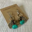 Coldwater Creek Pinecone Charm Earrings Blue Stone Silver Tone Western Folk Country Photo 7