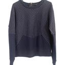 J.Crew  Navy Blue Striped Cozy Cotton Blend Sweatshirt Women Sz L Photo 0