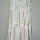 Loft White Tiered Linen Blend Maxi Dress Womens Colorful Striped Boho Photo 1