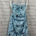 PromGirl  Rated PG Backless Sequin Short Prom Dress Floral Ice Blue 6 NWT Photo 0